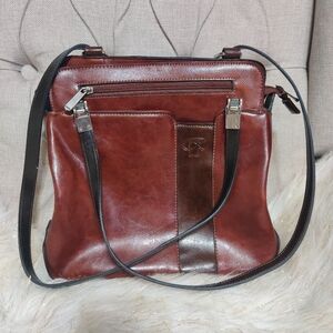 Rina rich handbag brown shoulder bag women's vintage leather classic business